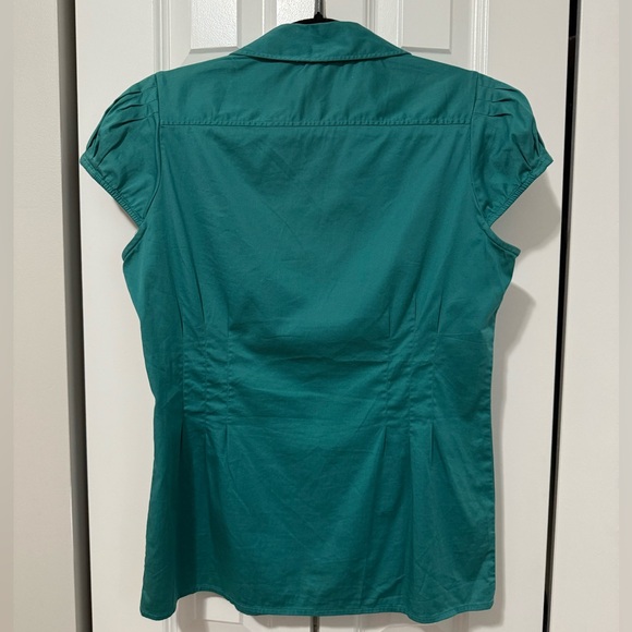 Banana Republic Teal Button Down V-Neck Blouse (Size M) - Picture 2 of 5